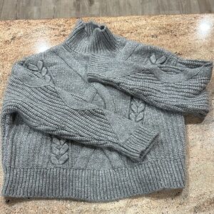 Elizabeth and James Gray Cable Knit Turtleneck Sweater